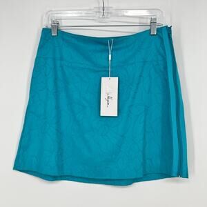 Lady Hagen English Garden Jacquard Floral Skort NEW Size 6 Blue Peacock Zipper